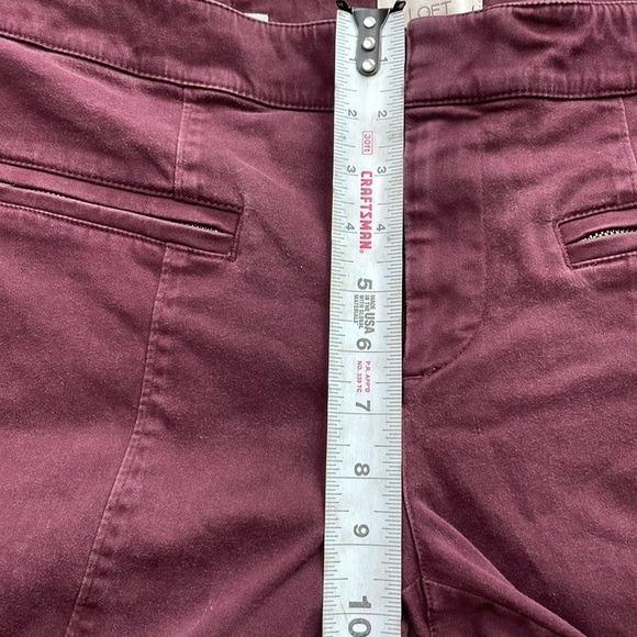 Loft Outlet Women’s Maroon, Wine, Mid Rise Modern Skinny Ankle Pants, size 6 - Picture 6 of 11